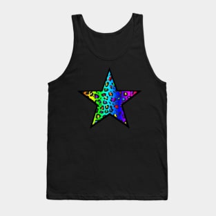 Dark Rainbow Leopard Print Star Tank Top